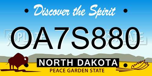 OA7S880 North Dakota License Plate