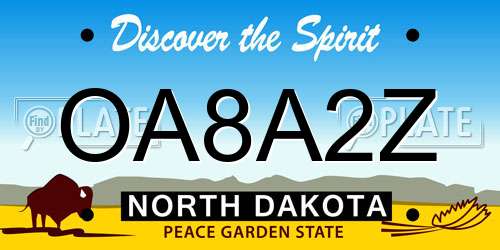 OA8A2Z North Dakota License Plate