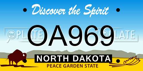 OA969 North Dakota License Plate