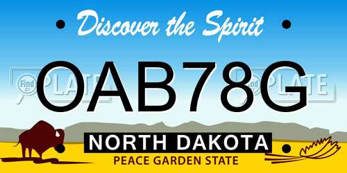 OAB78G North Dakota License Plate