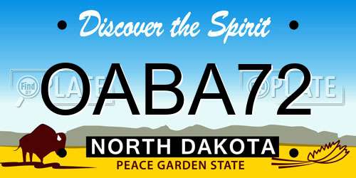 OABA72 North Dakota License Plate