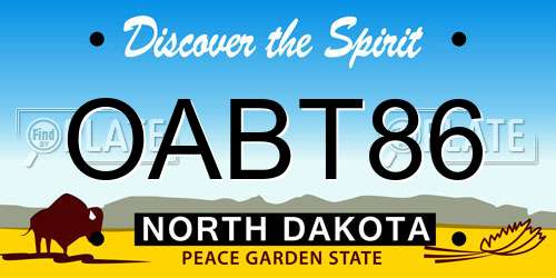 OABT86 North Dakota License Plate