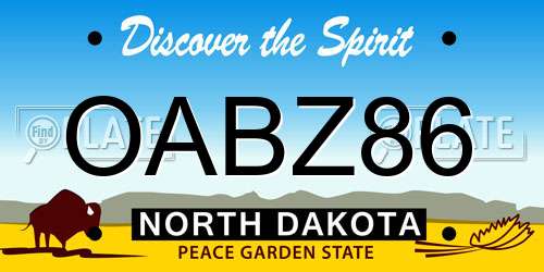 OABZ86 North Dakota License Plate