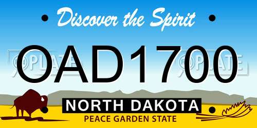OAD1700 North Dakota License Plate
