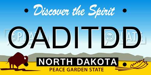 OADITDD North Dakota License Plate