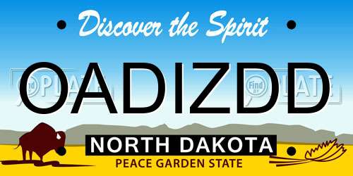 OADIZDD North Dakota License Plate