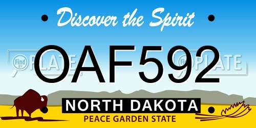 OAF592 North Dakota License Plate