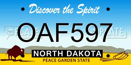 OAF597 North Dakota License Plate