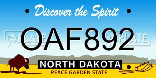 OAF892 North Dakota License Plate