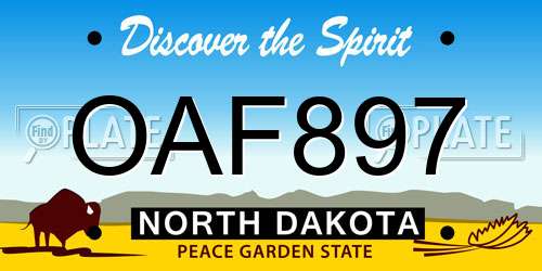 OAF897 North Dakota License Plate