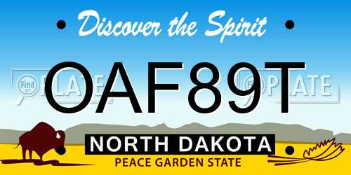 OAF89T North Dakota License Plate