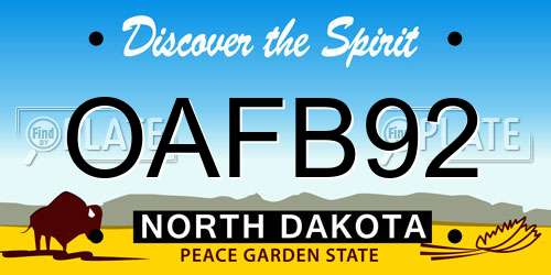 OAFB92 North Dakota License Plate