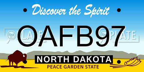 OAFB97 North Dakota License Plate