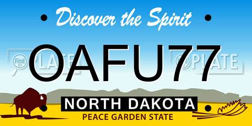 OAFU77 North Dakota License Plate