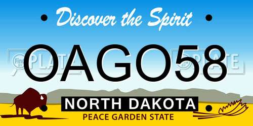OAGO58 North Dakota License Plate