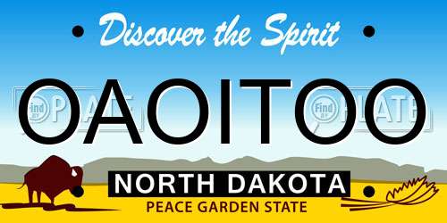 OAOITOO North Dakota License Plate