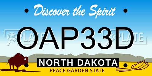 OAP33D North Dakota License Plate