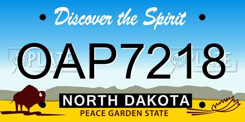 OAP7218 North Dakota License Plate