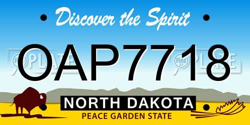 OAP7718 North Dakota License Plate