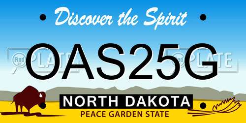 OAS25G North Dakota License Plate