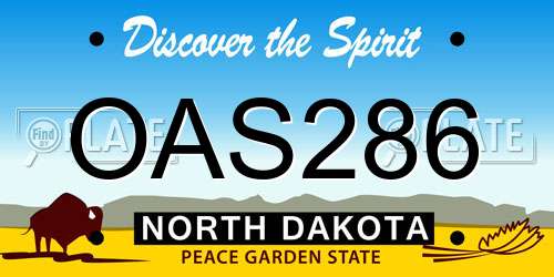 OAS286 North Dakota License Plate