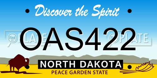 OAS422 North Dakota License Plate