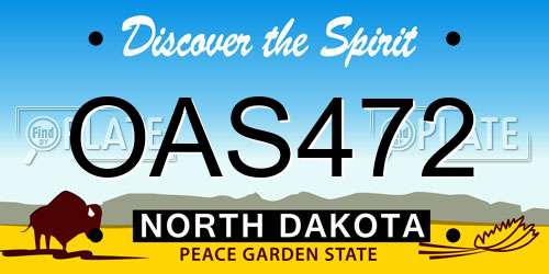 OAS472 North Dakota License Plate