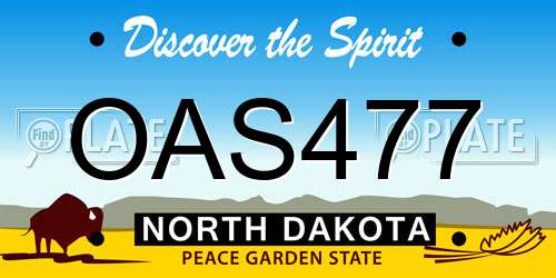 OAS477 North Dakota License Plate