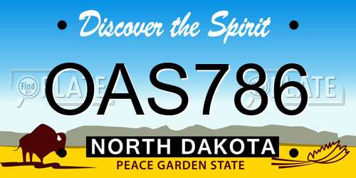 OAS786 North Dakota License Plate