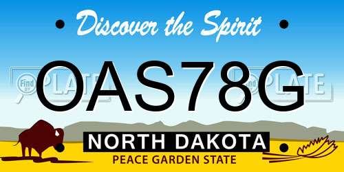 OAS78G North Dakota License Plate