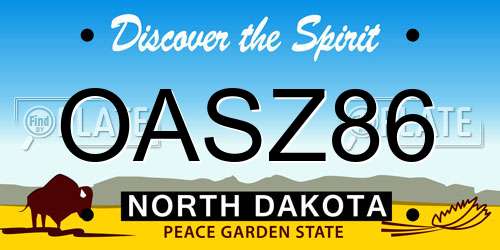 OASZ86 North Dakota License Plate