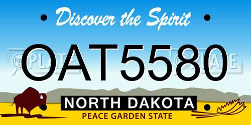 OAT5580 North Dakota License Plate