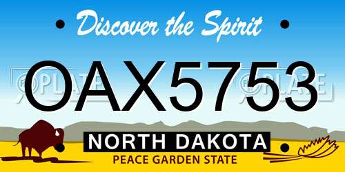 OAX5753 North Dakota License Plate