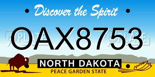 OAX8753 North Dakota License Plate