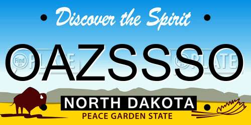 OAZSSSO North Dakota License Plate