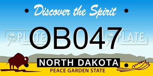 OB047 North Dakota License Plate