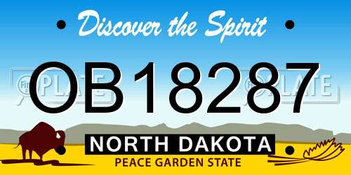 OB18287 North Dakota License Plate