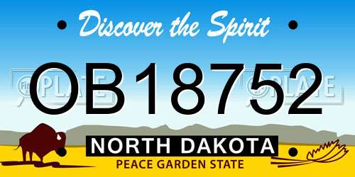 OB18752 North Dakota License Plate