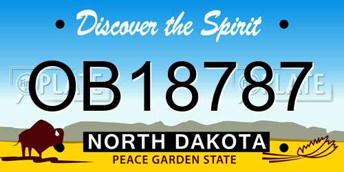 OB18787 North Dakota License Plate