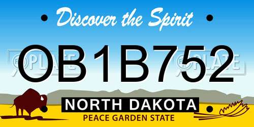 OB1B752 North Dakota License Plate