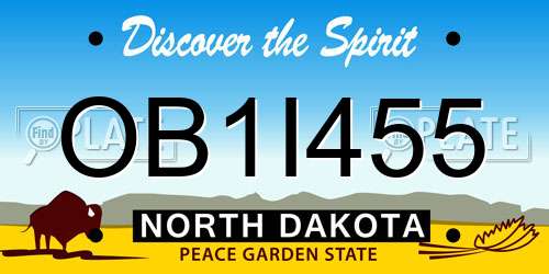 OB1I455 North Dakota License Plate