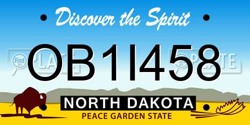 OB1I458 North Dakota License Plate
