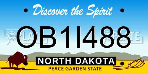 OB1I488 North Dakota License Plate