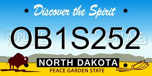 OB1S252 North Dakota License Plate