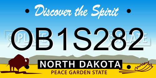 OB1S282 North Dakota License Plate