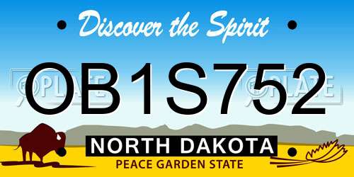 OB1S752 North Dakota License Plate