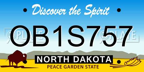 OB1S757 North Dakota License Plate