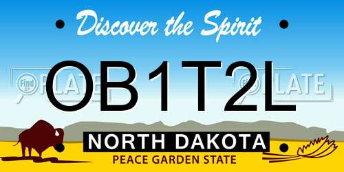 OB1T2L North Dakota License Plate