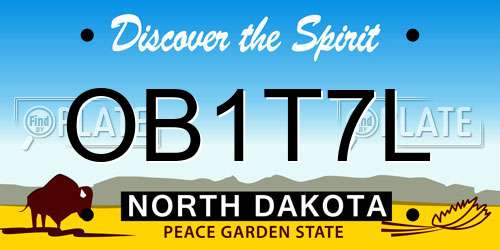 OB1T7L North Dakota License Plate