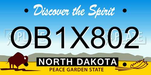 OB1X802 North Dakota License Plate
